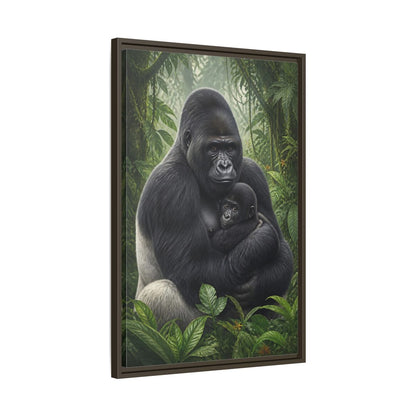 Side Mockup 11. Animals Silverback Gorilla Embrace shown as framed canvas print