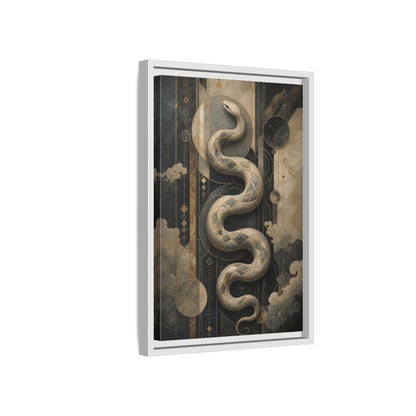 Side Mockup 4. Animals Snake Black And Gold shown as stretched canvas wall art