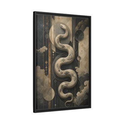 Side Mockup 14. Animals Snake Black And Gold shown as stretched canvas wall art
