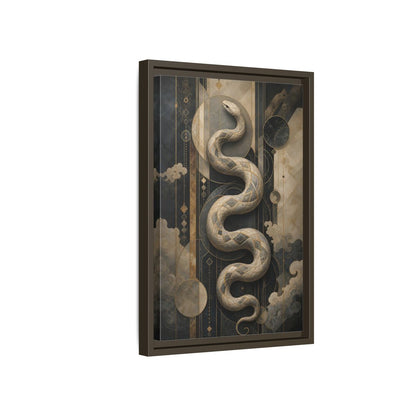 Side Mockup 5. Animals Snake Black And Gold shown as stretched canvas wall art