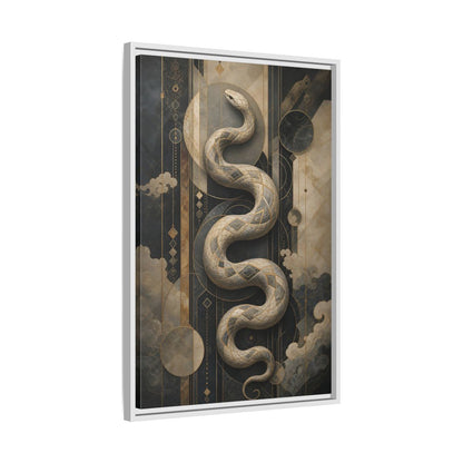 Side Mockup 10. Animals Snake Black And Gold shown as stretched canvas wall art