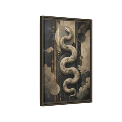 Side Mockup 2. Animals Snake Black And Gold shown as stretched canvas wall art