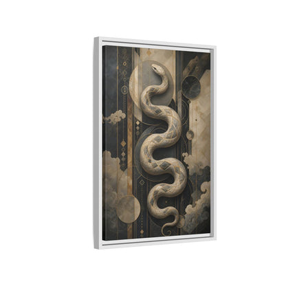 Side Mockup 1. Animals Snake Black And Gold shown as stretched canvas wall art