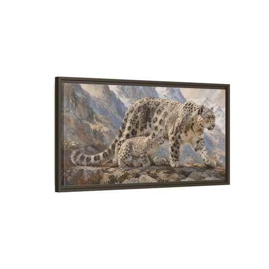 Main Mockup. Animals Snow Leopards Snow Leopard Art shown as stretched canvas wall art