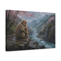 Side Mockup 4. Animals Snow Monkeys Brown And Pink Nature shown as stretched canvas wall art