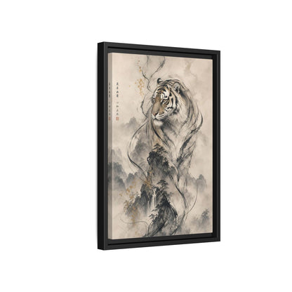 Side Mockup 6. Animals Tiger Black And Gold shown as stretched canvas wall art