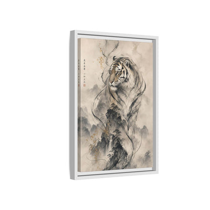 Side Mockup 4. Animals Tiger Black And Gold shown as stretched canvas wall art