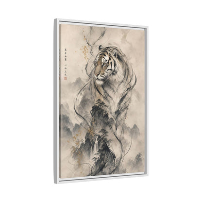 Side Mockup 10. Animals Tiger Black And Gold shown as stretched canvas wall art