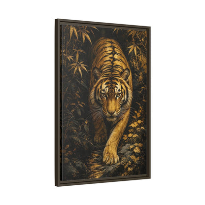 Side Mockup 11. Animals Tiger Gold And Black shown as stretched canvas wall art