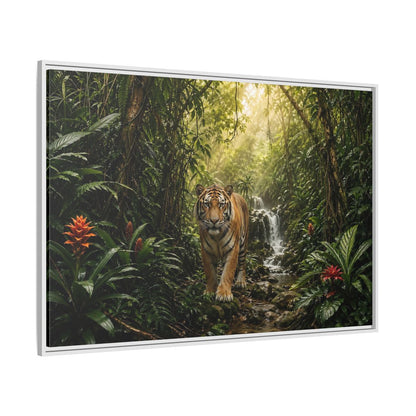 Side Mockup 7. Animals Tiger Green Jungle shown as stretched canvas wall art