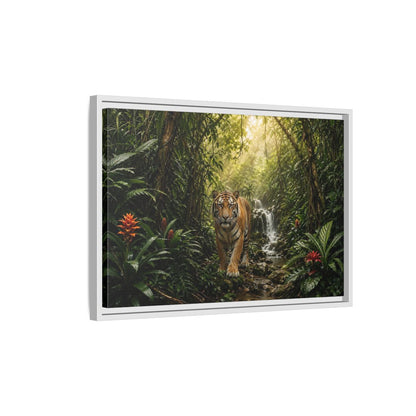 Side Mockup 1. Animals Tiger Green Jungle shown as stretched canvas wall art