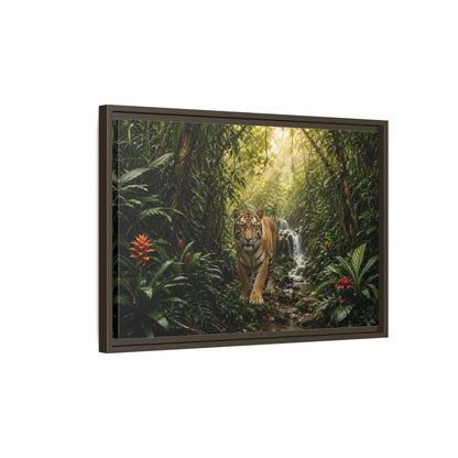 Side Mockup 2. Animals Tiger Green Jungle shown as stretched canvas wall art