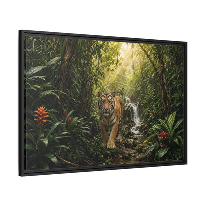 Side Mockup 13. Animals Tiger Green Jungle shown as stretched canvas wall art