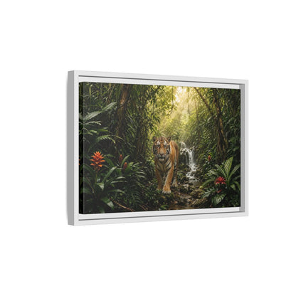 Side Mockup 4. Animals Tiger Green Jungle shown as stretched canvas wall art