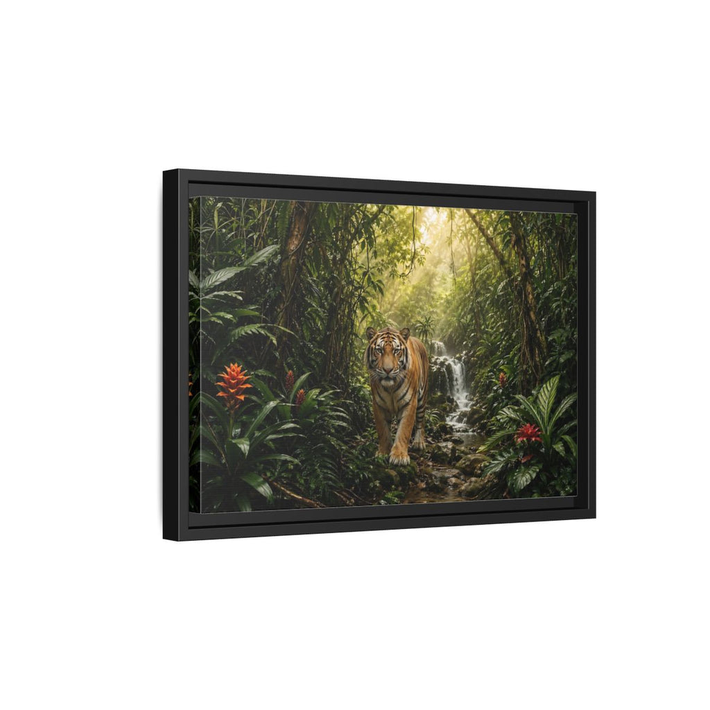 Side Mockup 6. Animals Tiger Green Jungle shown as stretched canvas wall art