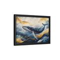 Side Mockup 6. Animals Whale Blue Gold Whale shown as stretched canvas wall art