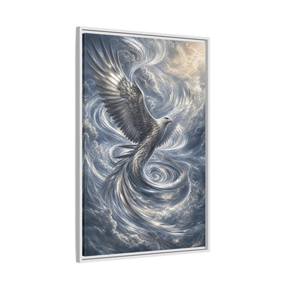Side Mockup 9. Animals White Eagle White Eagle Gray Blue shown as stretched canvas wall art