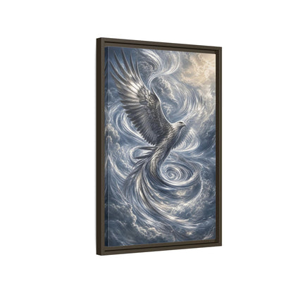 Side Mockup 2. Animals White Eagle White Eagle Gray Blue shown as stretched canvas wall art