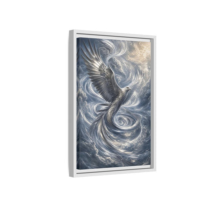 Side Mockup 4. Animals White Eagle White Eagle Gray Blue shown as stretched canvas wall art
