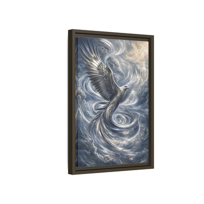 Side Mockup 5. Animals White Eagle White Eagle Gray Blue shown as stretched canvas wall art