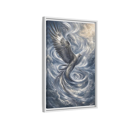 Side Mockup 1. Animals White Eagle White Eagle Gray Blue shown as stretched canvas wall art