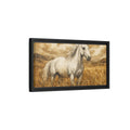 Side Mockup 8. Animals White Horse White Horse Sepia shown as stretched canvas wall art