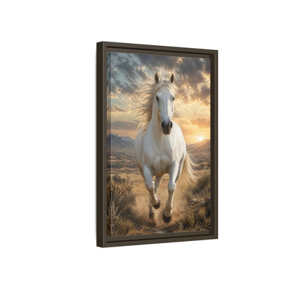 Side Mockup 5. Animals White Horse White Horse Sunset shown as stretched canvas wall art