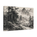 Side Mockup 4. Animals White Horses Monochrome Horses shown as stretched canvas wall art