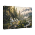 Side Mockup 4. Animals White Horses White Horses Nature shown as stretched canvas wall art