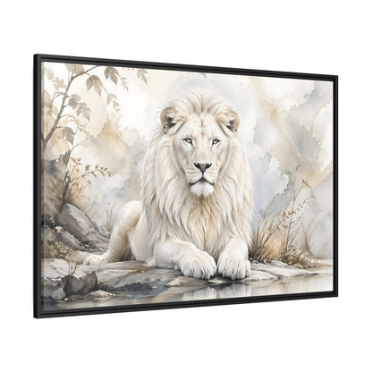Side Mockup 12. Animals White Lion White Lion Art shown as stretched canvas wall art