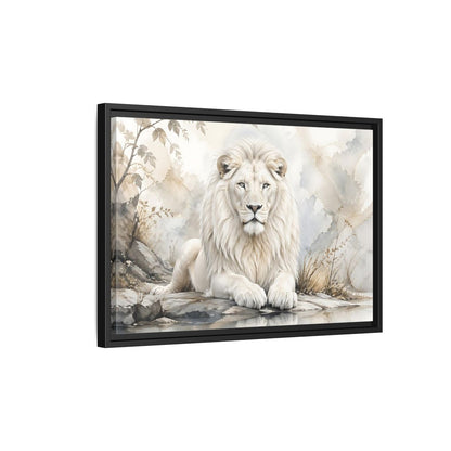 Side Mockup 3. Animals White Lion White Lion Art shown as stretched canvas wall art