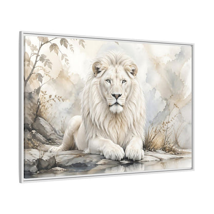 Side Mockup 7. Animals White Lion White Lion Art shown as stretched canvas wall art