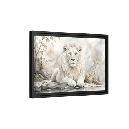 Side Mockup 6. Animals White Lion White Lion Art shown as stretched canvas wall art