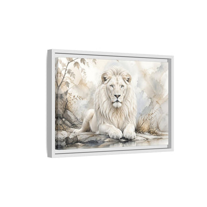 Side Mockup 4. Animals White Lion White Lion Art shown as stretched canvas wall art