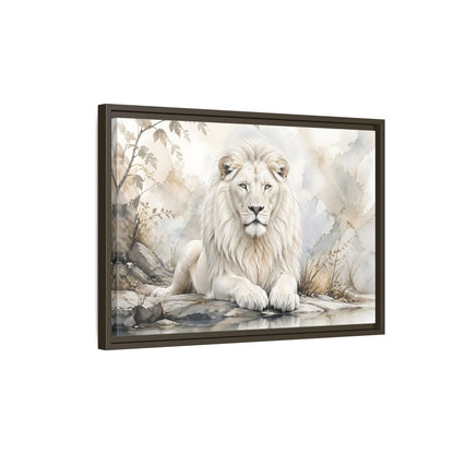 Side Mockup 2. Animals White Lion White Lion Art shown as stretched canvas wall art