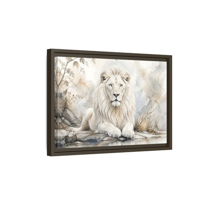Side Mockup 5. Animals White Lion White Lion Art shown as stretched canvas wall art