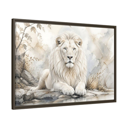 Main Mockup. Animals White Lion White Lion Art shown as stretched canvas wall art
