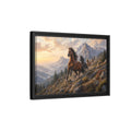 Side Mockup 6. Animals Wild Horses Horses Mountain Sunset shown as stretched canvas wall art
