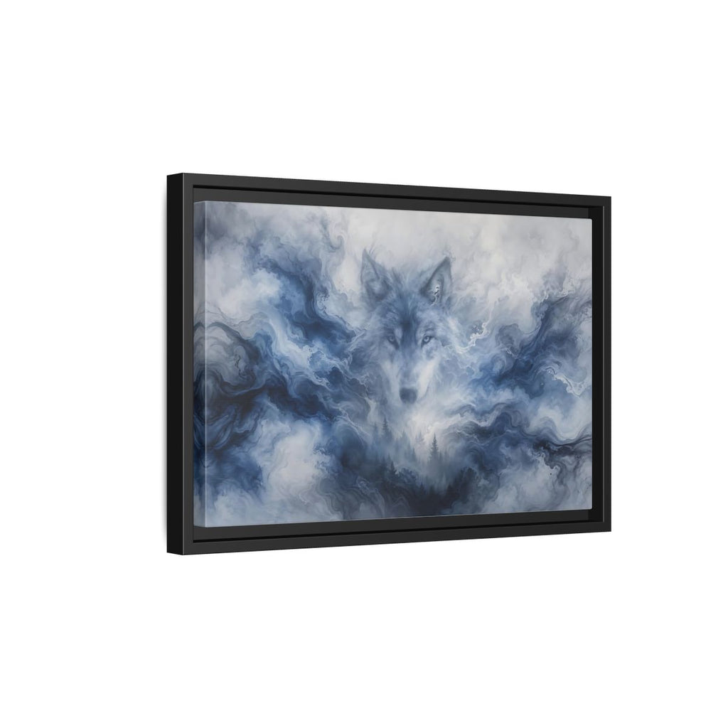 Side Mockup 6. Animals Wolf Blue Wolf shown as stretched canvas wall art