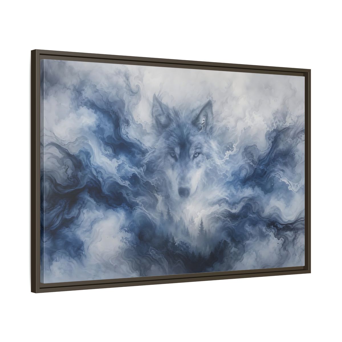 Main Mockup. Animals Wolf Blue Wolf shown as stretched canvas wall art