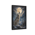 Side Mockup 6. Animals Wolf Howling Wolf Moon Night shown as stretched canvas wall art