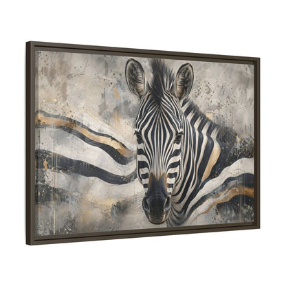 Side Mockup 11. Animals Zebra Black White Gold shown as stretched canvas wall art