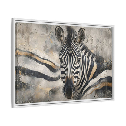 Side Mockup 10. Animals Zebra Black White Gold shown as stretched canvas wall art