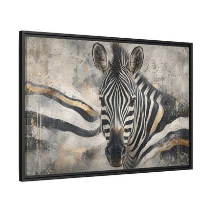 Side Mockup 13. Animals Zebra Black White Gold shown as stretched canvas wall art