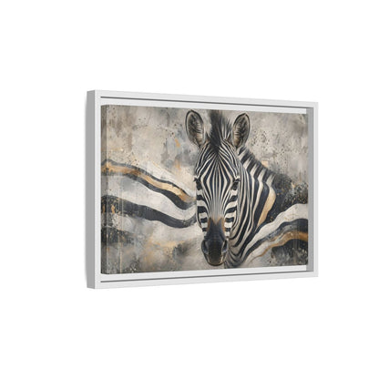Side Mockup 4. Animals Zebra Black White Gold shown as stretched canvas wall art