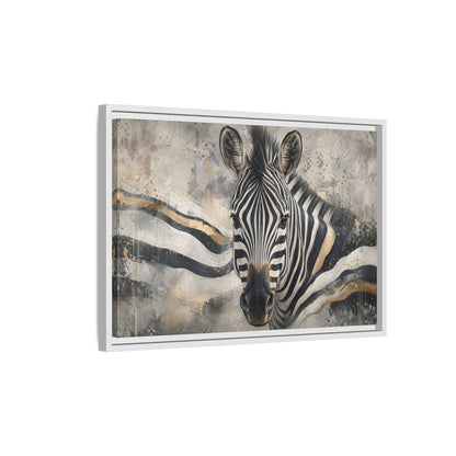 Side Mockup 1. Animals Zebra Black White Gold shown as stretched canvas wall art