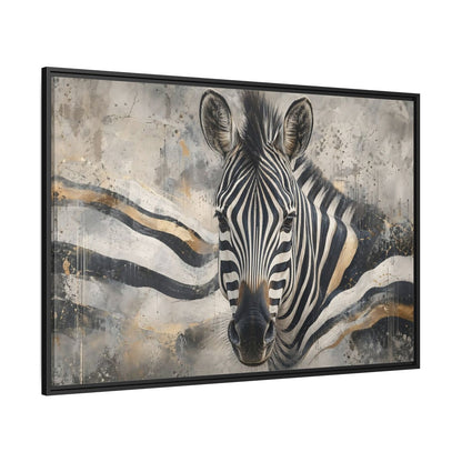 Side Mockup 12. Animals Zebra Black White Gold shown as stretched canvas wall art