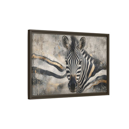 Side Mockup 2. Animals Zebra Black White Gold shown as stretched canvas wall art