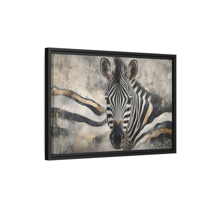 Side Mockup 3. Animals Zebra Black White Gold shown as stretched canvas wall art