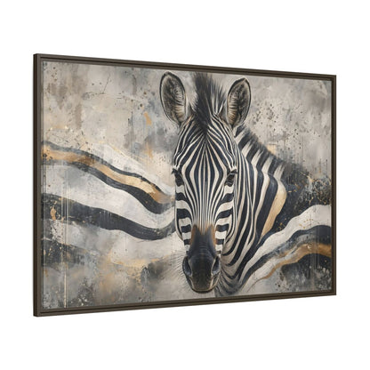 Side Mockup 8. Animals Zebra Black White Gold shown as stretched canvas wall art